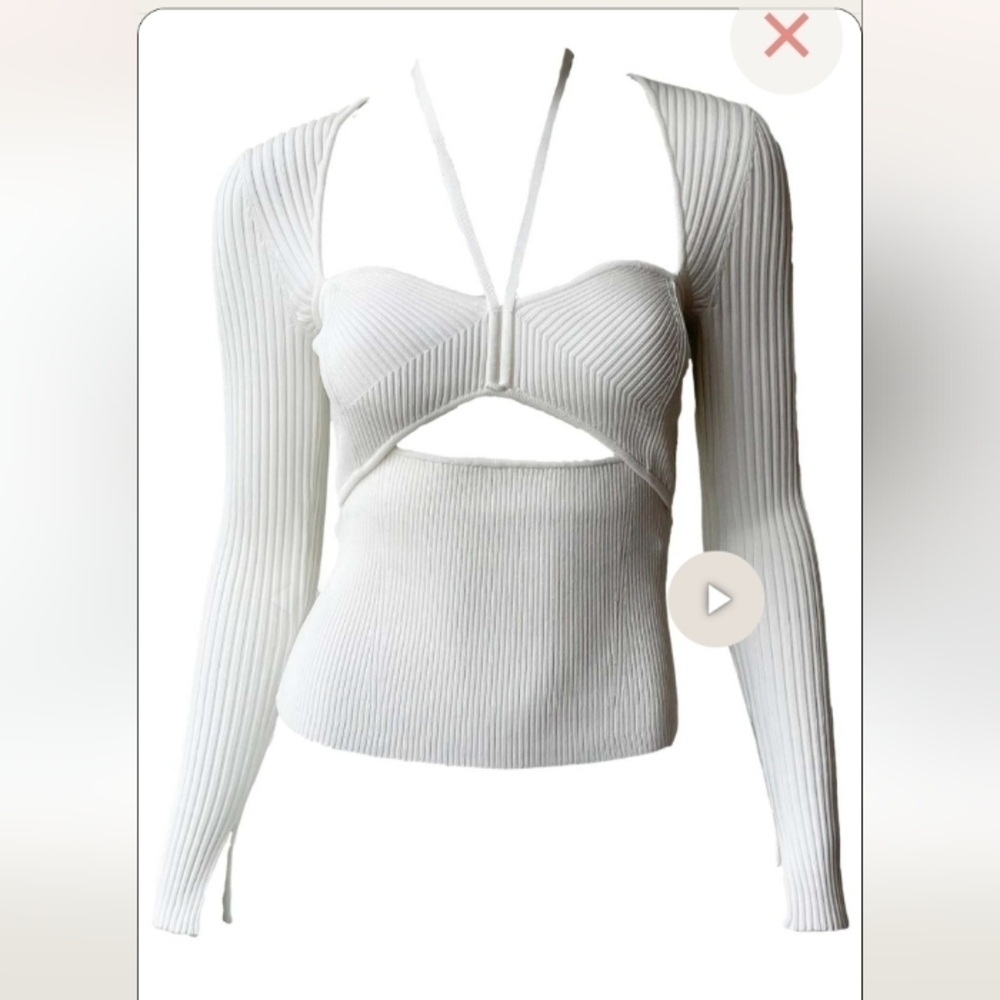 Jonathan Simkhai Alexia Cut-Out Detail Knitted Top in White